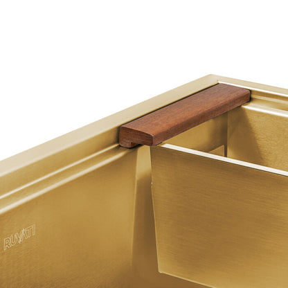 Ruvati Workstation Sink Replacement 17 Inch Colander with Wooden Handles