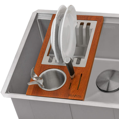 Ruvati Dish, Plate and Silverware Caddy Drying Rack for Workstation Sinks