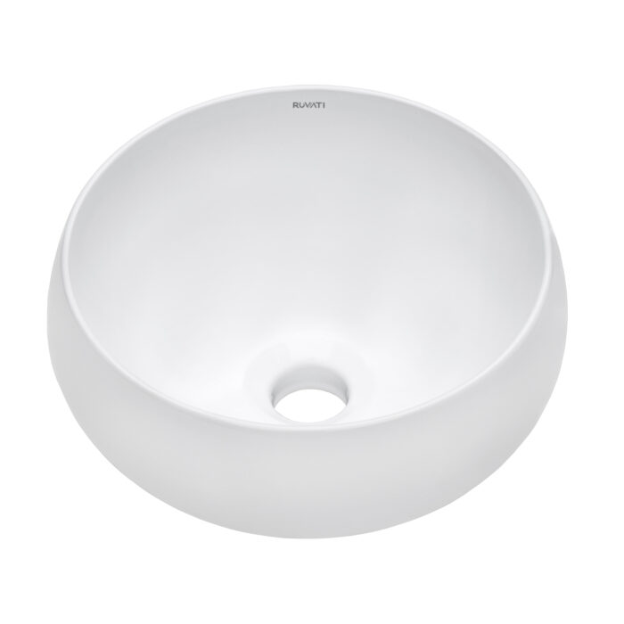 Bathroom Vessel Sink Round White Above Counter Circular Porcelain Ceramic