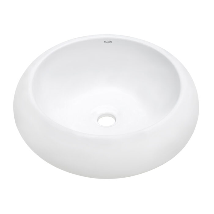 Bathroom Vessel Sink Round White Above Counter Circular Porcelain Ceramic