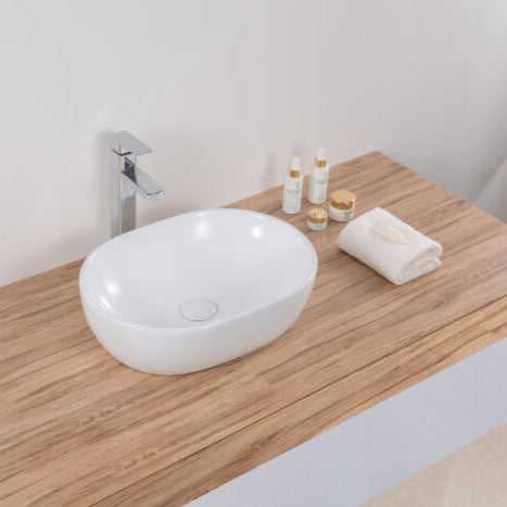 Ruvati Bathroom Vessel Sink White Oval Above Counter Vanity Porcelain Ceramic