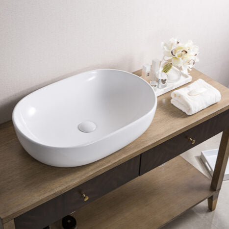 Ruvati Bathroom Vessel Sink White Oval Above Counter Vanity Porcelain Ceramic