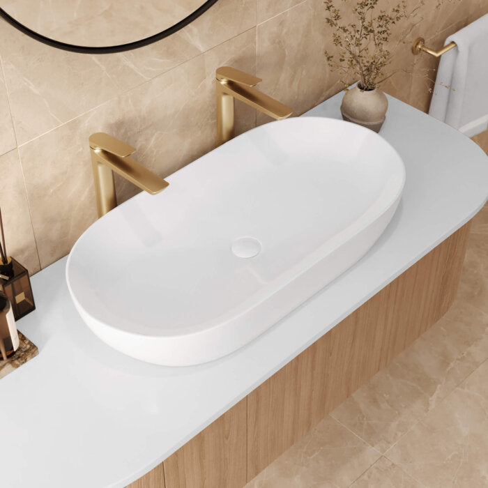 Ruvati Bathroom Vessel Sink White Oval Above Counter Vanity Porcelain Ceramic