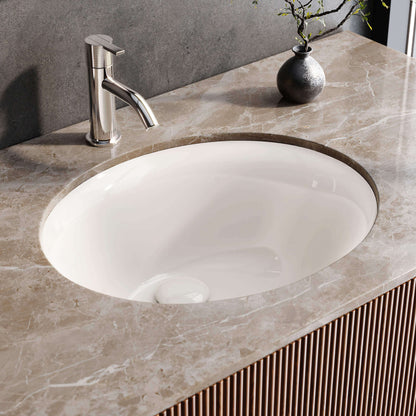 Ruvati Undermount Bathroom Sink Oval Porcelain Ceramic with Overflow