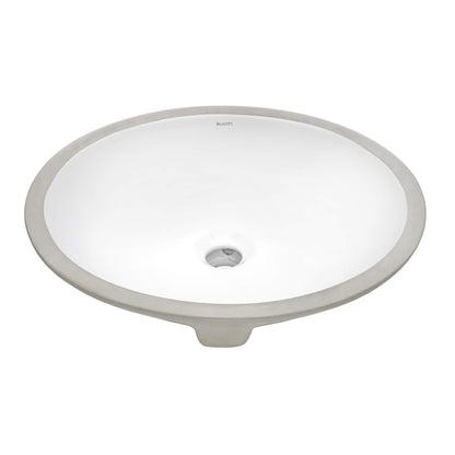 Ruvati Undermount Bathroom Vanity Sink White Oval Porcelain Ceramic with Overflow