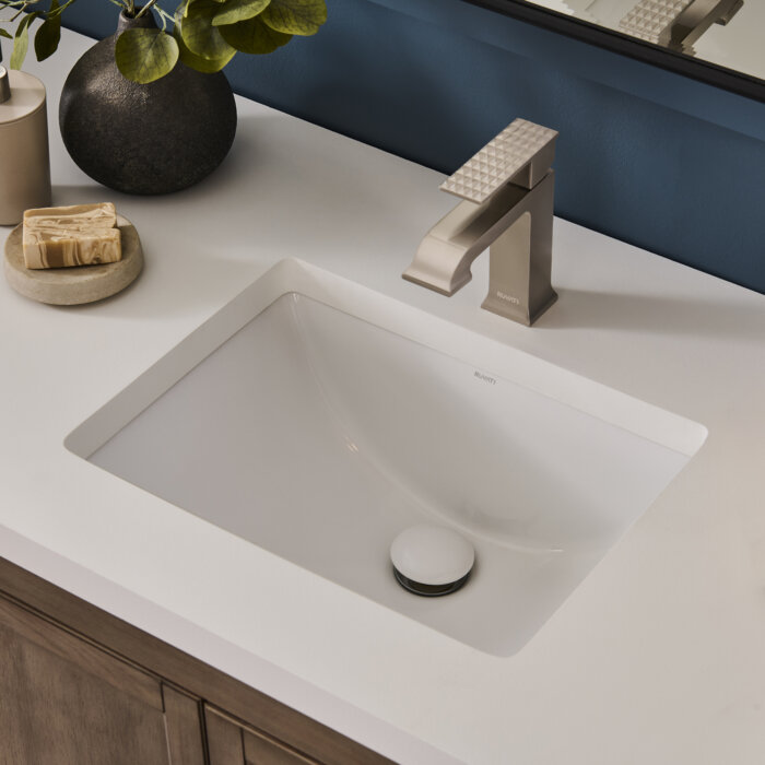 Ruvati Undermount Bathroom Vanity Sink Rectangular Porcelain Ceramic with Overflow