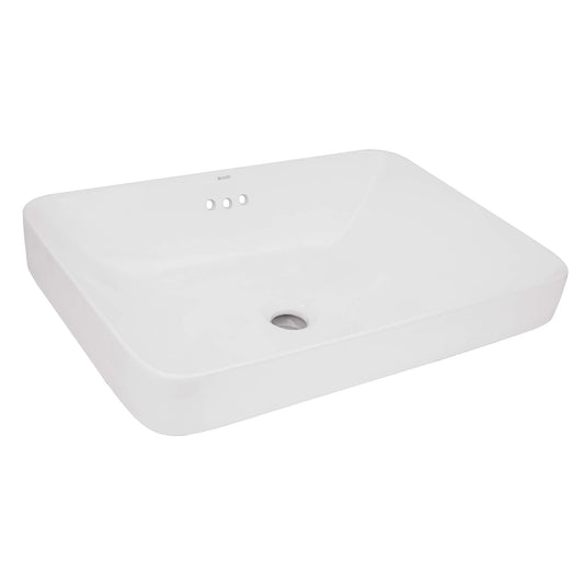 Ruvati Semi-Recessed Drop-in Topmount Bathroom Sink Porcelain Ceramic White