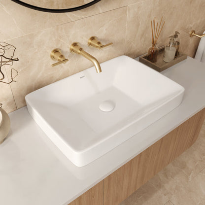 Ruvati Semi-Recessed Drop-in Topmount Bathroom Sink Porcelain Ceramic White