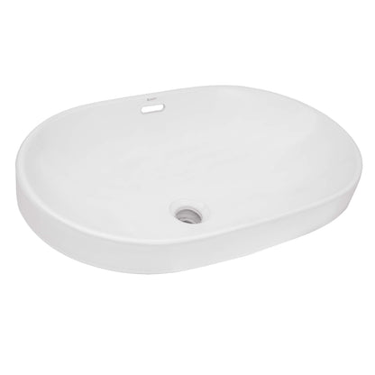 Ruvati Semi-Recessed Drop-in Topmount Bathroom Sink Porcelain Ceramic White