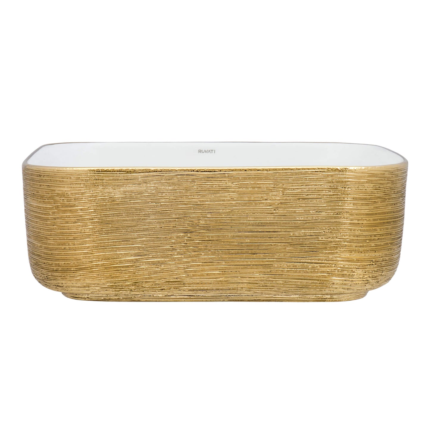 Ruvati 15 x 15 inch Bathroom Vessel Sink Gold Decorative Art Above Vanity Counter White Ceramic
