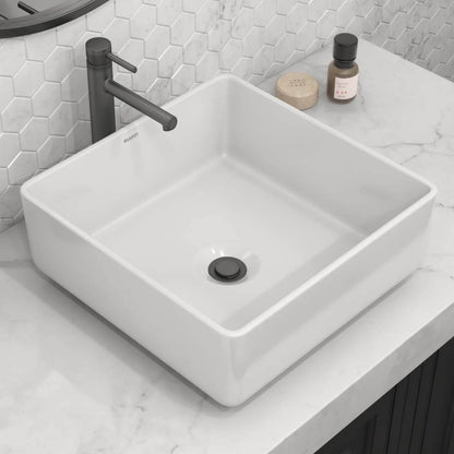 Ruvati Bathroom Vessel Sink White Square Above Counter Porcelain Ceramic