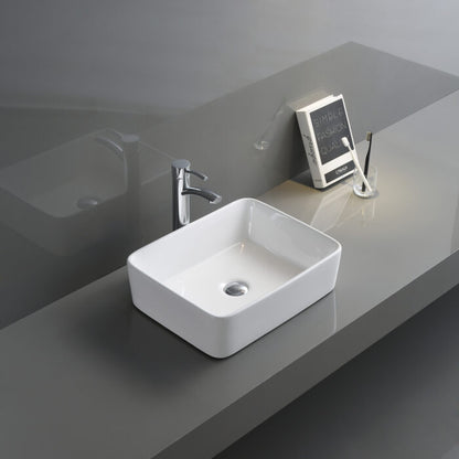 Ruvati Bathroom Vessel Sink White Square Above Counter Porcelain Ceramic