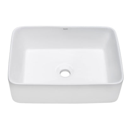 Ruvati Bathroom Vessel Sink White Square Above Counter Porcelain Ceramic