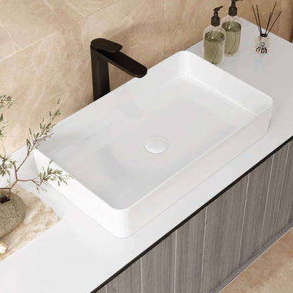 Ruvati Bathroom Vessel Sink White Square Above Counter Porcelain Ceramic