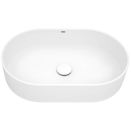 Ruvati 23-inch Matte White epiStone Solid Surface Modern Bathroom Vessel Sink
