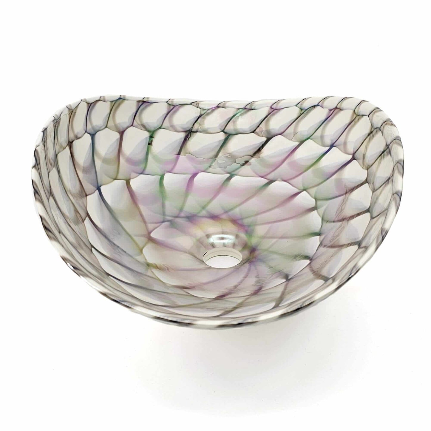 Ruvati 19 inch Murano Glass Art Vessel Seashell Decorative Pattern Bathroom Sink
