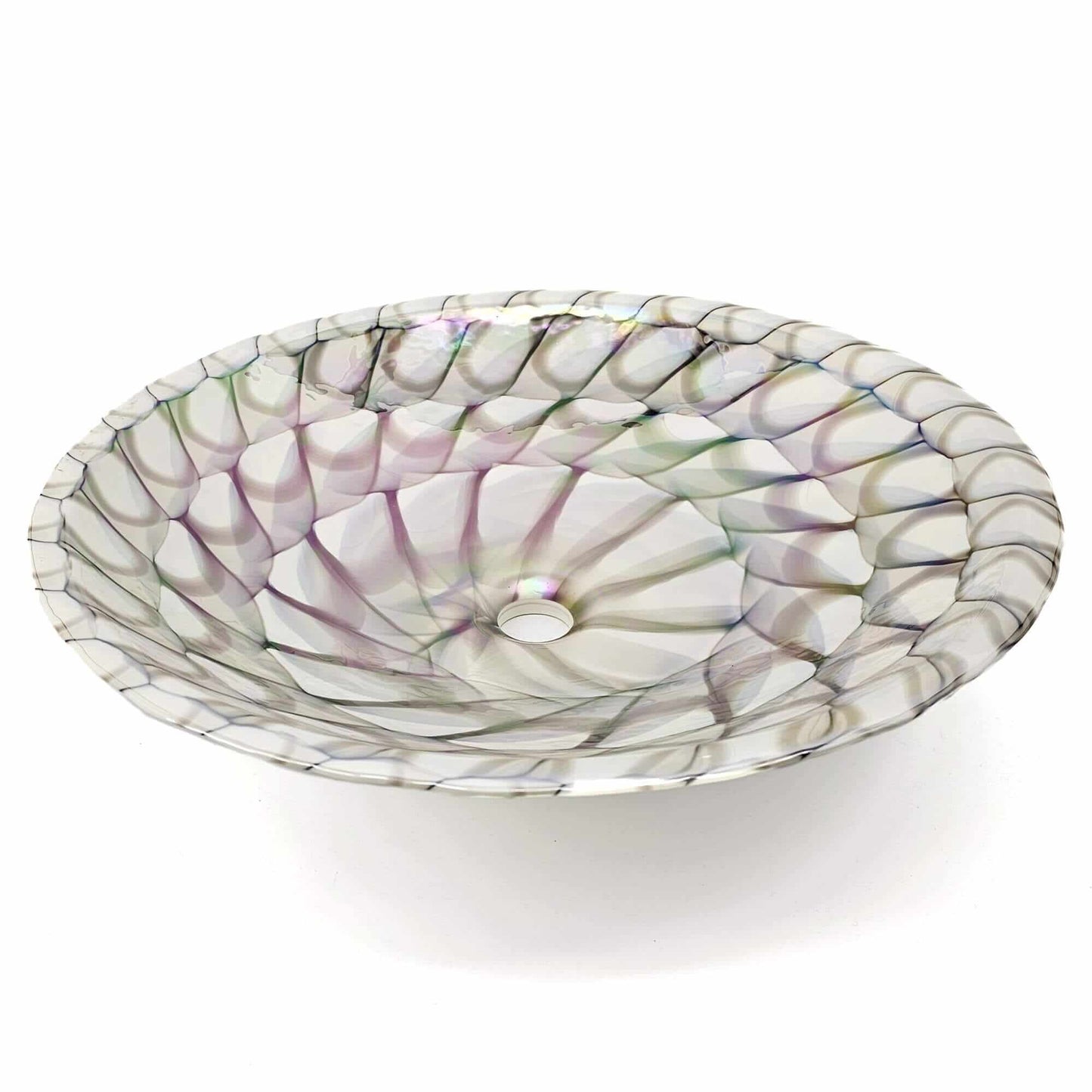 Ruvati 20 inch Murano Glass Art Drop In Round Decorative Pattern Bathroom Sink