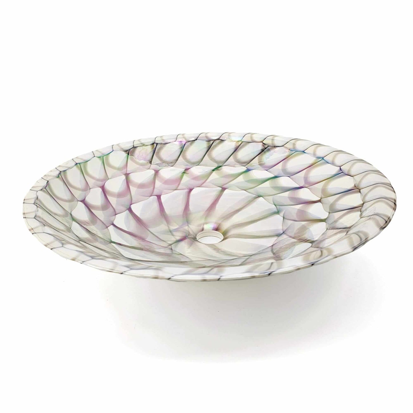 Ruvati 20 inch Murano Glass Art Drop In Round Decorative Pattern Bathroom Sink