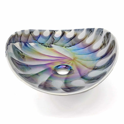 Ruvati 19 inch Murano Glass Art Vessel Seashell Decorative Pattern Bathroom Sink