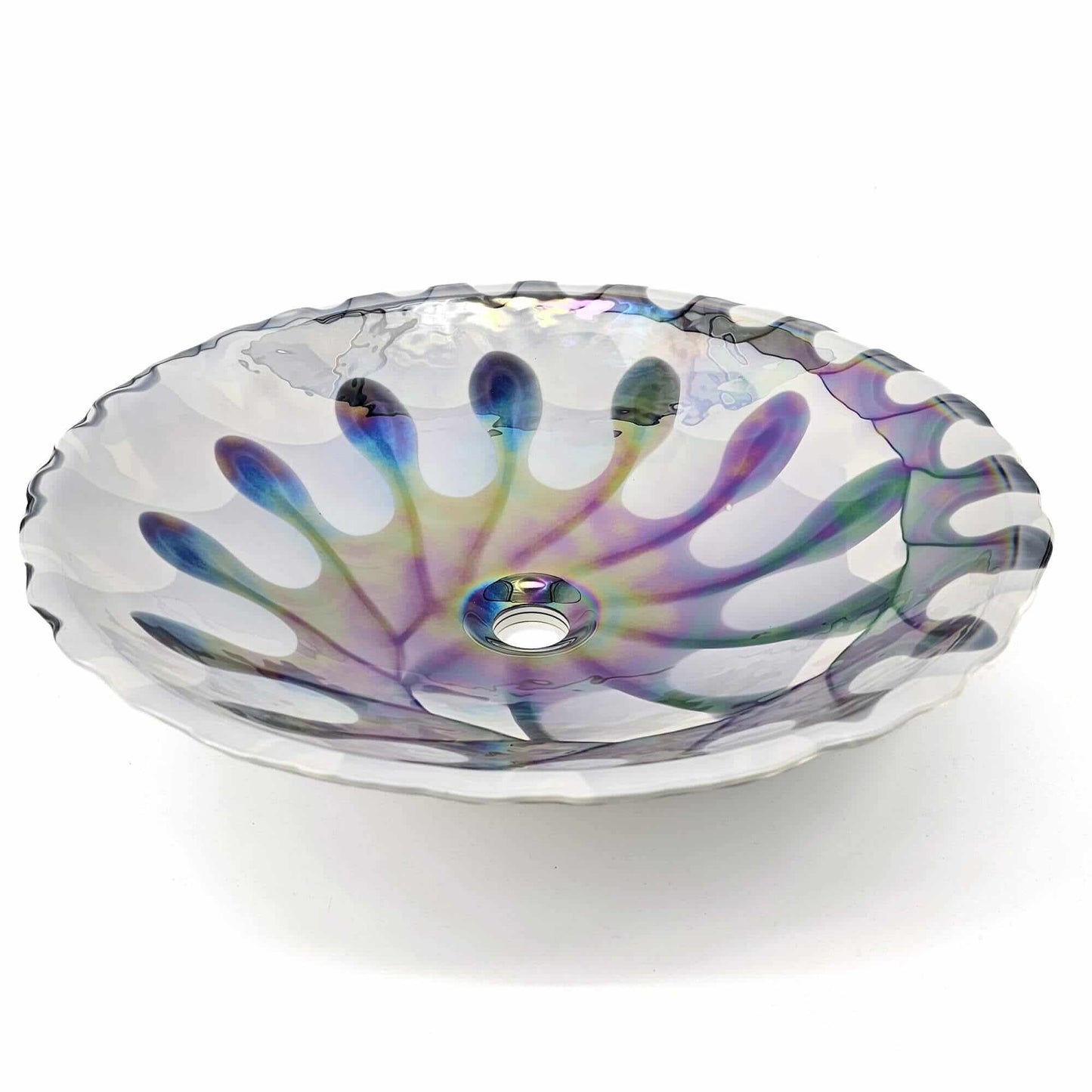 Ruvati 20 inch Murano Glass Art Drop In Round Decorative Pattern Bathroom Sink