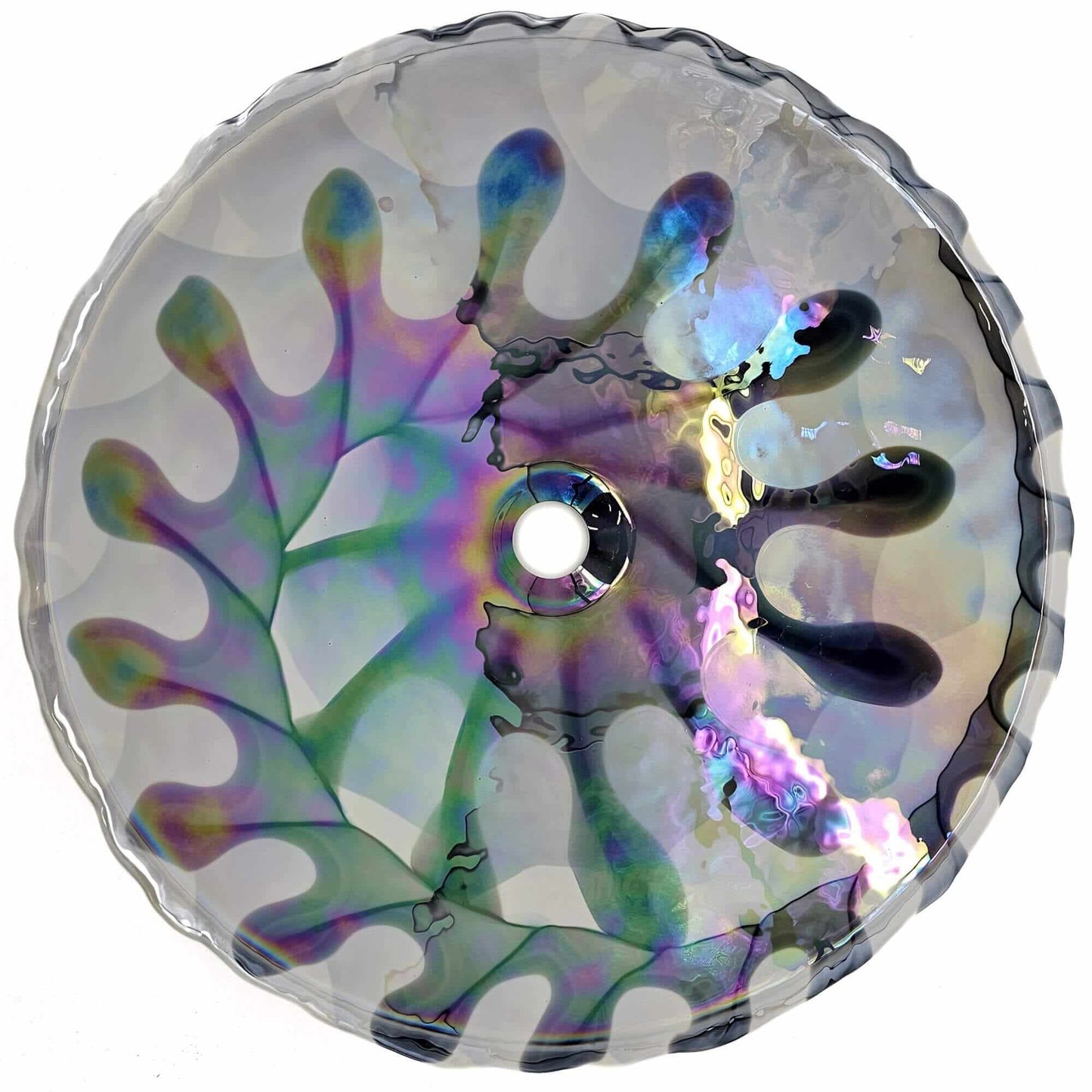 Ruvati 20 inch Murano Glass Art Drop In Round Decorative Pattern Bathroom Sink