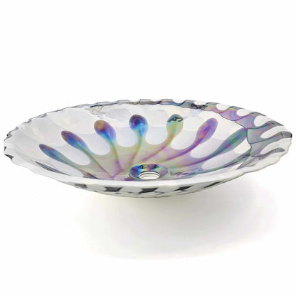 Ruvati 20 inch Murano Glass Art Drop In Round Decorative Pattern Bathroom Sink