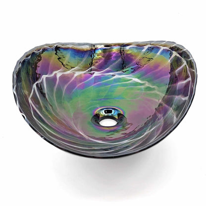 Ruvati 19 inch Murano Glass Art Vessel Seashell Decorative Pattern Bathroom Sink