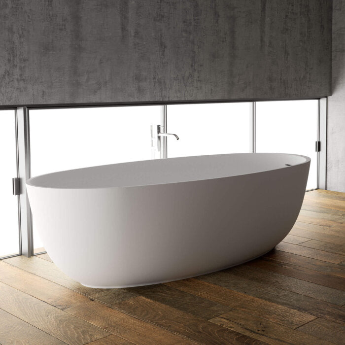 Ruvati White epiStone Solid Surface Oval Freestanding Bath Tub