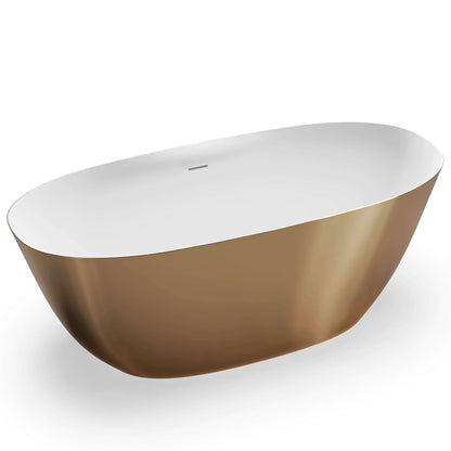 Ruvati Matte Gold and White epiStone Solid Surface Freestanding Bath Tub Sinatra