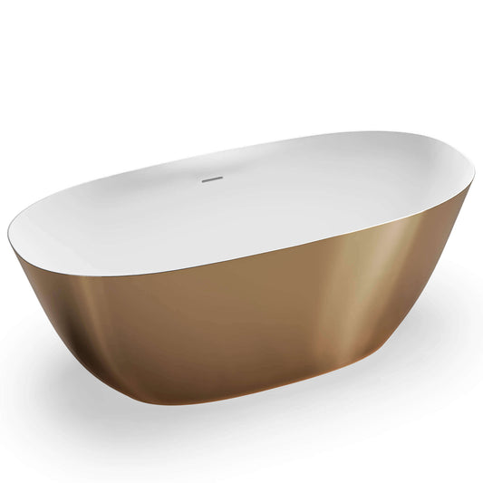 Ruvati Matte Gold and White epiStone Solid Surface Freestanding Bath Tub Sinatra