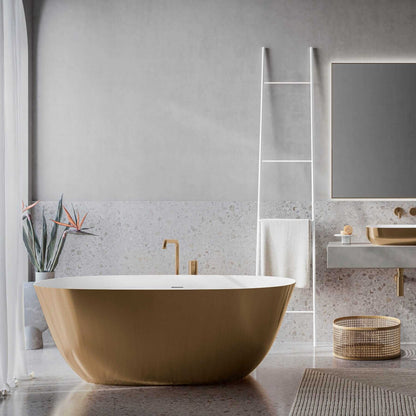 Ruvati Matte Gold and White epiStone Solid Surface Freestanding Bath Tub Sinatra