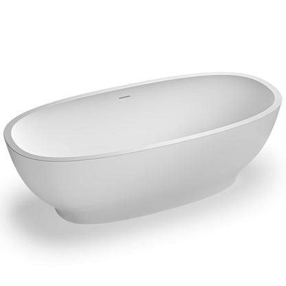 Ruvati White epiStone Solid Surface Oval Freestanding Bath Tub