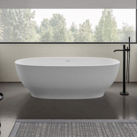 Ruvati White epiStone Solid Surface Oval Freestanding Bath Tub