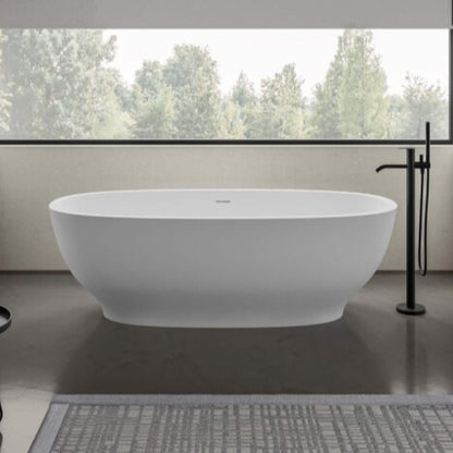 Ruvati White epiStone Solid Surface Oval Freestanding Bath Tub