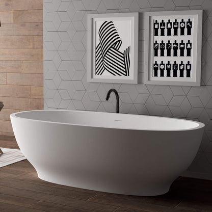 Ruvati White epiStone Solid Surface Oval Freestanding Bath Tub