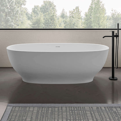 Ruvati White epiStone Solid Surface Oval Freestanding Bath Tub