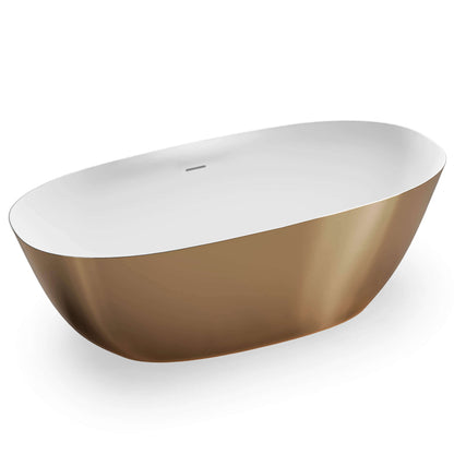 Ruvati Matte Gold and White epiStone Solid Surface Freestanding Bath Tub Sinatra