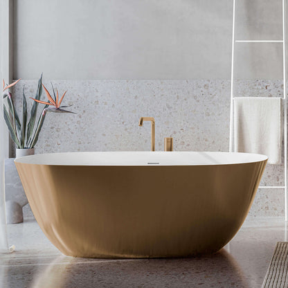 Ruvati Matte Gold and White epiStone Solid Surface Freestanding Bath Tub Sinatra