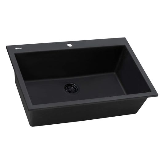 Ruvati 27 x 20 inch Drop-in Topmount Granite Composite Single Bowl Kitchen Sink