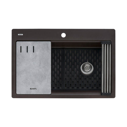 Ruvati 33-inch Granite Composite Workstation Drop-in Topmount Kitchen Sink