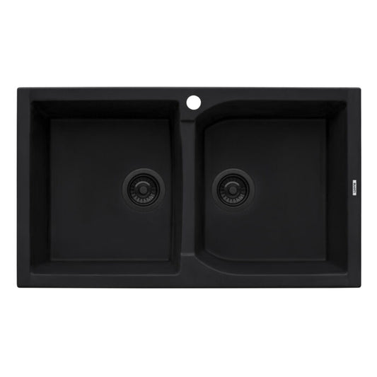 Ruvati 34 x 20 inch epiGranite Dual-Mount Granite Composite Double Bowl Kitchen Sink