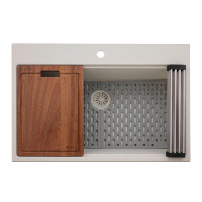 Ruvati 33-inch epiRock Workstation Topmount Kitchen Sink