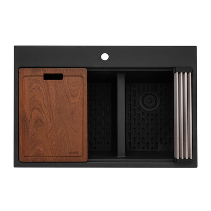 Ruvati 33-inch epiRock Workstation Double Bowl Topmount Kitchen Sink