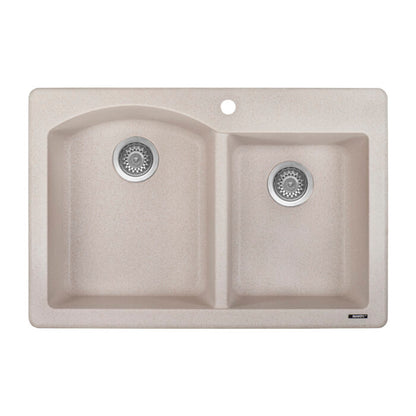Ruvati 33 x 22 inch epiGranite Dual-Mount Granite Composite Double Bowl Kitchen Sink