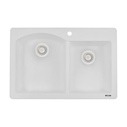 Ruvati 33 x 22 inch epiGranite Dual-Mount Granite Composite Double Bowl Kitchen Sink
