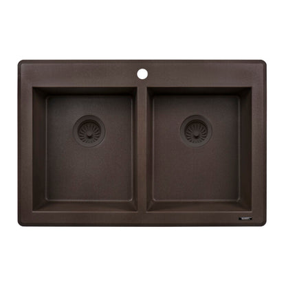 Ruvati 33 x 22 inch epiGranite Topmount Granite Composite Double Bowl Kitchen Sink