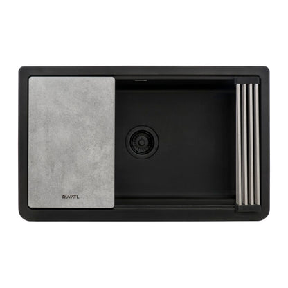 Ruvati 33-inch Granite Farmhouse Workstation Apron-front Composite Kitchen Sink