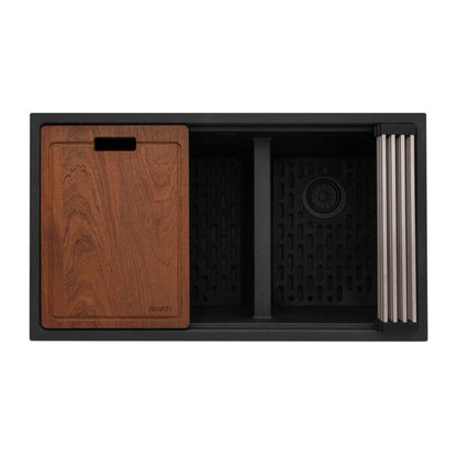 Ruvati 33-inch epiRock Workstation Double Bowl Undermount Kitchen Sink