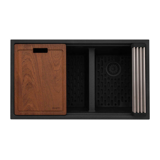 Ruvati 33-inch epiRock Workstation Double Bowl Undermount Kitchen Sink