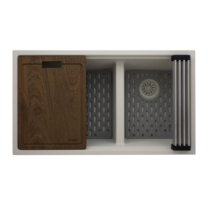 Ruvati 33-inch epiRock Workstation Double Bowl Undermount Kitchen Sink